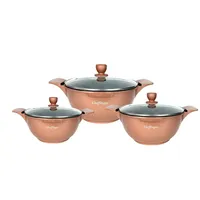 Cheffinger Kochtopf Kochtopfset 20-24-28cm 6-tlg Topf Induktion Alu Guss Geschirr, (6-tlg) braun