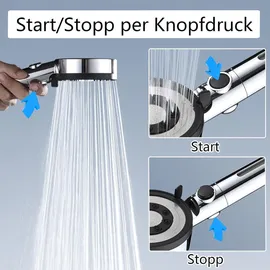 luxuskollektion Duschkopf Filter 5 Strahlarten Hochdruck Chrom 1.5m Schlauch