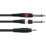 Omnitronic Adapterkabel 3,5 Klinke/2xKlinke 3m