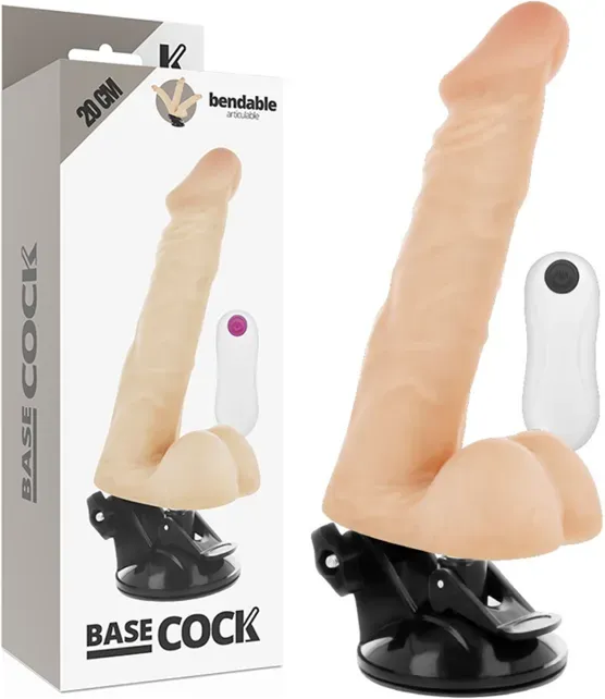 BASECOCK - Flexibler Vibrator Natur mit Fernbedienung, 20 cm Ø 4,5 cm - Natur