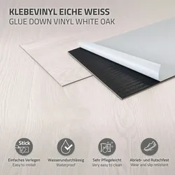 11,15 m2 PVC Klebevinylboden Vinylboden Bodenbelag Laminat Fußboden Weiß Eiche