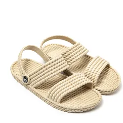 Beigefarbene BRASILERAS Damensandalen mit rutschfester Gummilaufsohle beige|beige 36