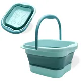 Fußbad Fussbad, Faltbare Tragbare Fußbadewanne mit Griff, Fussbadewanne mit Massage, 480 Massageknoten - grün