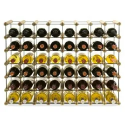 PROREGAL Modulares Weinregal VINOTECA MOD METAL | HxBxT 62,5x82,5x24,5cm | 8x6 Flaschen | Massives Kiefernholz | Natur | Flaschenregal