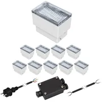 Ledscom.de 10er-Set LED Pflasterstein CUS Bodenleuchte für außen, warm-weiß,