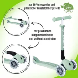 GLOBBER Junior Foldable Lights Eco 3-Wheels-Scooter, Farbe:Pistazie - Silber