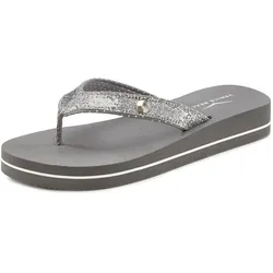 Badezehentrenner, Sandale, Pantolette, Badeschuh ultraleicht mit Glitzerband VEGAN, Gr. 43, grau, , 33417104-43