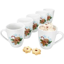6x Candyman Kaffeebecher 320ml Porzellan-Tassen 6 Personen Glühwein Tee Eggnog
