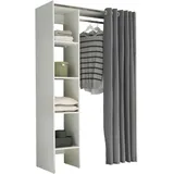SchlafKONTOR Jenke Kleiderschrank mit Stoffvorhang", Weiß / Weiß
