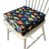 Sitzerhöhung Stuhl Kind, Kleinkinder Esszimmerstuhl ErhöHen Pad Waschbar SitzerhöHung Kinder Stuhl mit 2 Sicherheitsgurten, Anti-Rutsch-Boden für Zuhause Unterwegs, 32x32x8 cm (Dinosaurier)