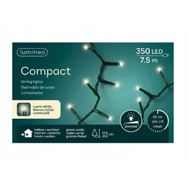 Lumineo Lichterkette Compact 350 LED 7,5 m, grünes Kabel, in warm weiß -