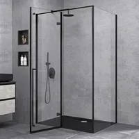 SoGood doporro Duschkabine Duschabtrennung Schwarz 90x120x195cm Eckdusche mit Duschwanne ESG-Sicherheitsglas Klarglas inkl. beidseitiger Easy-Clean-Beschichtung Ravenna64