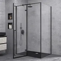 SoGood doporro Duschkabine Duschabtrennung Schwarz 90x120x195cm Eckdusche mit Duschwanne ESG-Sicherheitsglas Klarglas inkl. beidseitiger Easy-Clean-Beschichtung Ravenna64