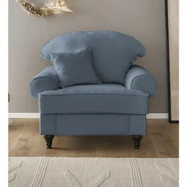 furn.design Sessel Adelina Textil 110 x 95 x 100 cm Blau mit Kissen