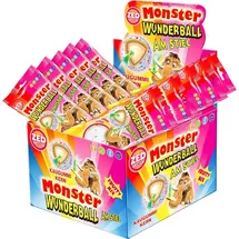 lollis ZED Monster Wunderball Fruity am Stiel mit Kaugummi Kern 60g 16er Pack