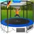 Trampoline Komplettset 366 cm inkl. Sicherheitsnetz, Leiter und Randabdeckung blau