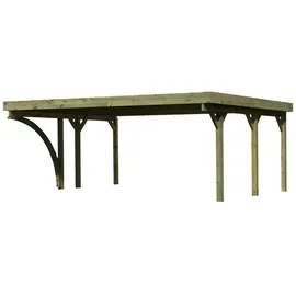 Karibu Classic Doppel 1 Set 5,40 x 3,95 m kdi inkl. 1 Einfahrtsbogen und Stahldachplatten