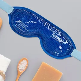 Relaxdays Augenmaske kühlend 2er Set, Gelperlen, Kühlmaske für Augen, Kühlbrille mit Klettverschluss, blau