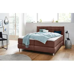 Boxspringbett ANDAS "Salo XXL", braun, B:174cm L:231cm, Komplettbetten, Boxspringbett, in Samtoptik oder Struktur, 6 Breiten in Überlänge 220cm, 4 Härtegrade