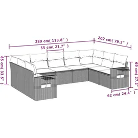 vidaXL Gartensofa-Set 9-tlg. braun
