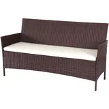 MCW 3-Sitzer Poly-Rattan Gartenbank Hamar Braun-meliert Kissen Creme