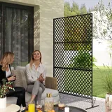 Outsunny Raumteiler Schwarz Stahl, B/H/L: ca. 45x198x122 cm - Schwarz