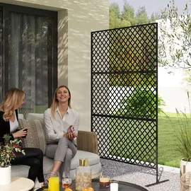 Outsunny Raumteiler Schwarz Stahl, B/H/L: ca. 45x198x122 cm - Schwarz