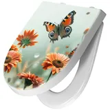 Primedeco WC-Sitz mit Absenkautomatik Motiv Schmetterling Wiese (1-St), Absenkautomatik, Soft-Close orange