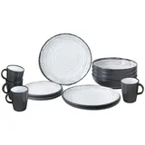 Brunner Melamin Ess Geschirr Set Lunch Box 16-tlg. grau/weiß