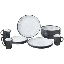 Brunner Melamin Ess Geschirr Set Lunch Box 16-tlg. grau/weiß