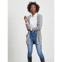 VILA Ril Open Strickjacke Medium Grey Melange XS