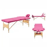 vidaXL Massageliege Klappbar 3-Zonen mit Holzgestell Rosa