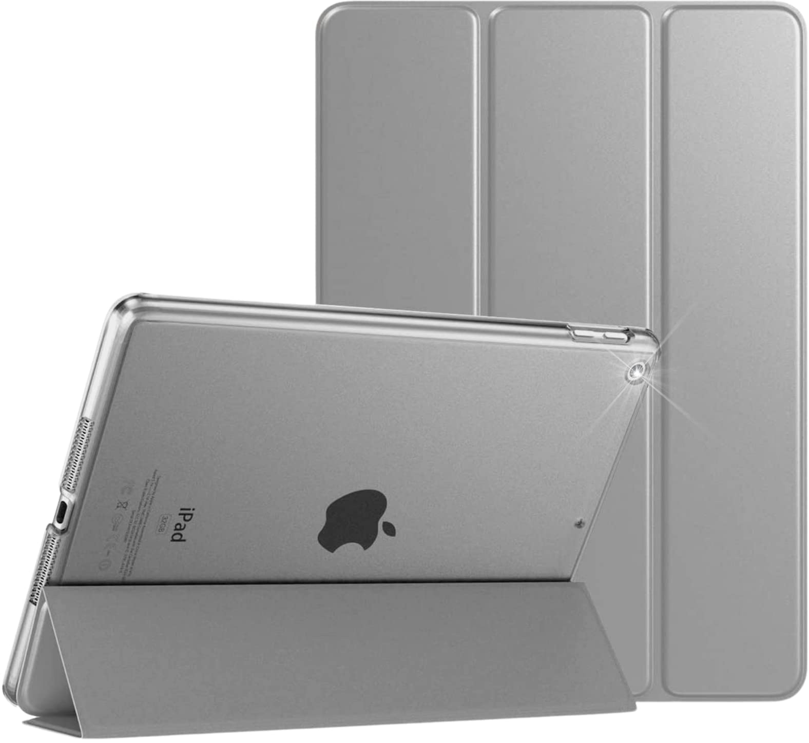 Schutzhülle für Apple iPad Air 2, magnetisch, Leder, automatische Wake-/Sleep-Funktion, passend für Modell-Nr. A1566 / A1567, Grau