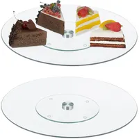 Relaxdays Tortenplatte 2er Set, 360° drehbar, ∅ 30 cm,