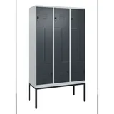 C+P Z-Spind Classic PLUS, Gestell, 6 Abteile, HxBxT 212x120x50cm, Sicherheitsdrehriegel, Hellgrau/Anthrazit von PROREGAL