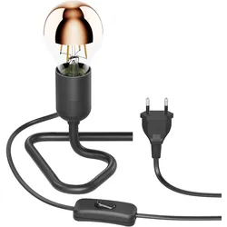 ledscom.de Tischlampe TRIN Lampen-Fassung Triangle Dreieck-Fuß schwarz Stecker Schalter + E27 LED Lampe, 839lm, warmweiß