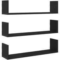 VidaXL Wandregale 3 Stk. Schwarz Eichen-Optik 80x18x18cm Holzwerkstoff