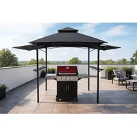 Gardissimo Grillpavillon 2,45 x 2,5 m inkl. 2 Seitenteile Grau/Schwarz