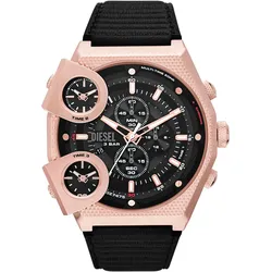 Chronograph DIESEL "SIDESHOW", rosa (schwarz), Armbanduhren, Herren, Quarzuhr, Armbanduhr, Herrenuhr, Datum, Stoppfunktion, Lederarmband