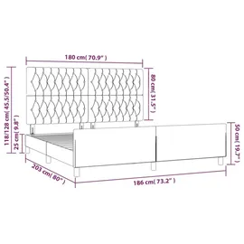 vidaXL Bettgestell 180 x 200 cm Hellgrau