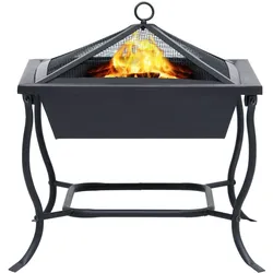 vidaXL Feuerstelle Schwarz 42x42x45 cm Stahl