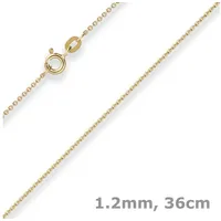 Schmuck Krone Goldkette 1,2mm Ankerkette flach aus 585 Gelbgold 36cm, Gold 585 goldfarben