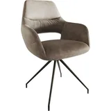 DELIFE Polsterstuhl Yago-Flex, mit Armlehnen Kreuzgestell konisch Schwarz Mikrofaser Taupe Vintage Ta grau 60 cm x 92 cm x 62 cm