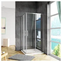 duschspa Eckdusche Schiebetür Eckeinstieg Duschkabine Glastür Dusche 195cm ESG Nano Glas, BxT: 120x90 cm, Einscheinbensicherheitsglas, Sicherheitsglas, Set, ebenerdiger Einbau möglich 120 cm x 90 cm