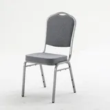 BIG Möbel GmbH Bankettstuhl GALA Grau – Stapelbar, Silbernes Gestell, Stoffbezug, 6cm Polsterung