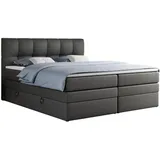 MKS Boxspringbett ALVIN KING 160/200 Dunkelgrau Kunstleder - H3