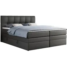 MKS Boxspringbett ALVIN KING 160/200 Dunkelgrau Kunstleder - H3