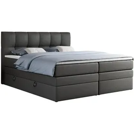 MKS Boxspringbett ALVIN KING 160/200 Dunkelgrau Kunstleder - H3