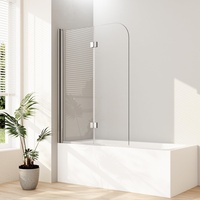 Boromal Duschwand für Badewanne 120x140cm(BxH) 2-teilig faltbar Badewannenaufsatz Badewannenfaltwand Duschwand Faltwand Duschabtrennung für Badewanne mit 6mm NANO Sicherheitsglas