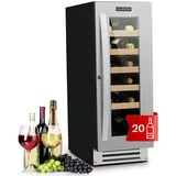 Klarstein Weinkühlschrank, 1 Zonen Getränkekühlschrank, Kleiner Einbau-Weinschrank Schmal, 50L Wein-Kühlschrank mit Glastür, Indoor/Outdoor Flaschenkühlschrank, Wine Fridge 5-20°C, 20 Flaschen